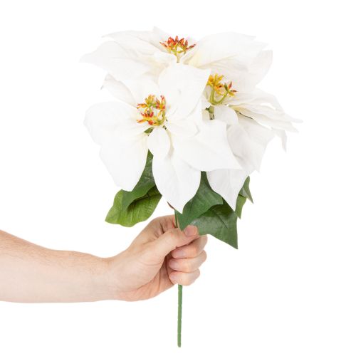 Künstlicher Weihnachtsstern aus Kunststoff und Kunstseide in Weiß, 40cm | Floristik24.at