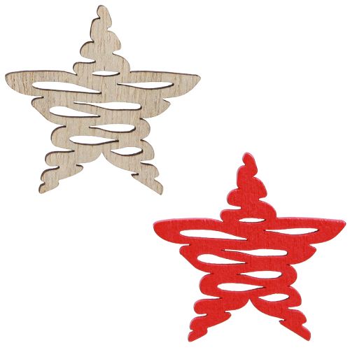 Floristik24 Weihnachtssterne zum Streuen Rot, Natur Holz 4cm 72 St