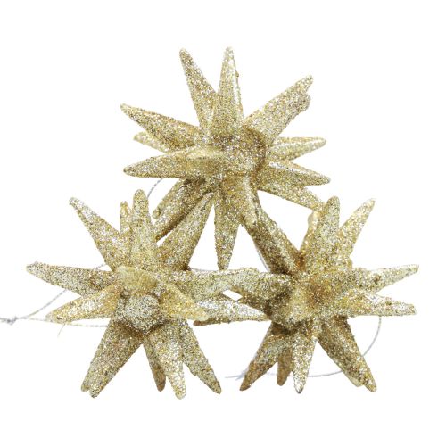 Floristik24 Weihnachtssterne Weihnachtsschmuck Gold Glitter Ø7cm 6St