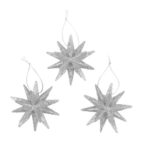 Artikel Weihnachtssterne Weihnachtsschmuck Silber Glitter Ø7cm 6 St