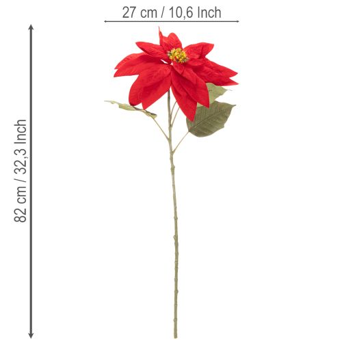 Kunstblume Weihnachtsstern Rot Einzelstiel 82 cm Kunststoff | Floristik24.at