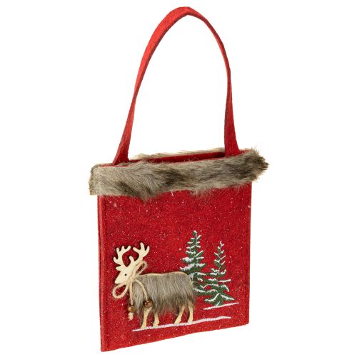 Artikel Weihnachtstasche Rot mit Fell 15,5cm x 18cm 3 St