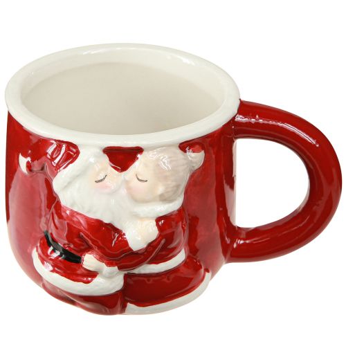 Artikel Weihnachtstasse Keramik Weihnachtspaar Rot Weiß H8,5cm 2St