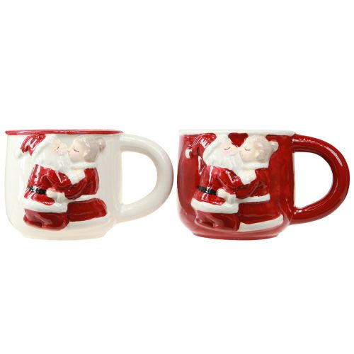 Artikel Weihnachtstasse Keramik Weihnachtspaar Rot Weiß H8,5cm 2St