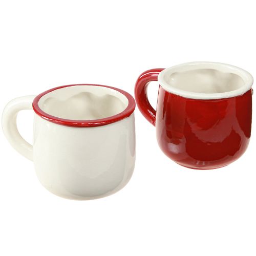 Artikel Weihnachtstasse Keramik Weihnachtspaar Rot Weiß H8,5cm 2St