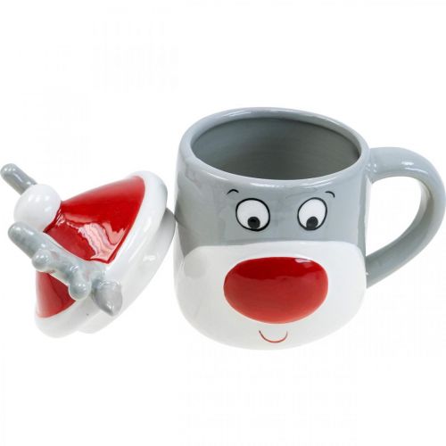 Floristik24 Weihnachtstasse Rentier Becher mit Deckel H15cm 2St