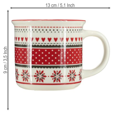 Artikel Weihnachtstasse Tasse Keramik Becher Rotweiß Ø10cm H9cm