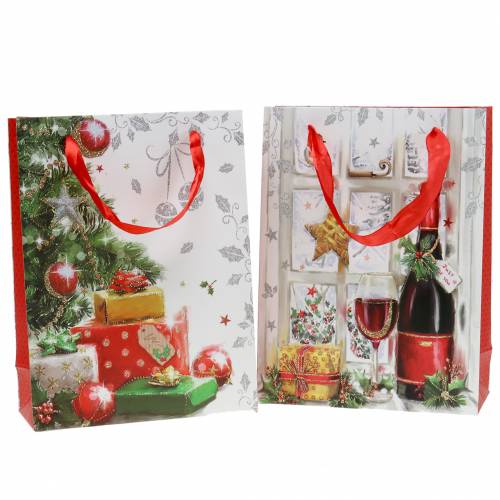 Floristik24 Geschenktüte Weihnachten 8cm x 18cm H24cm 2er-Set