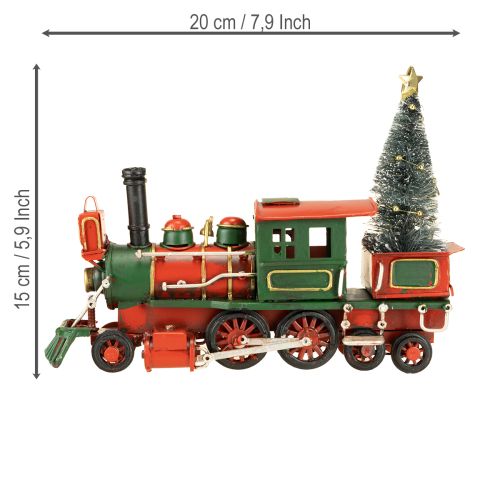Artikel Weihnachtszug Deko Lokomotive mit Weihnachtsbaum aus Metall 20cm