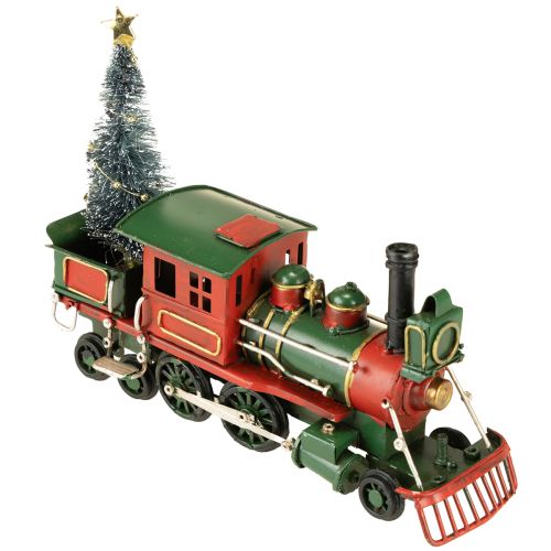 Artikel Weihnachtsdeko Metallzug mit Tanne in Grün-Rot für Tisch und Fensterbank
