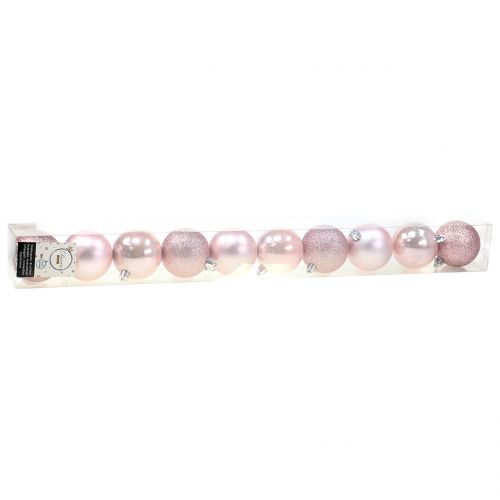 Floristik24 Weihnachtskugel Plastik Rosa Mix Ø6cm 10St