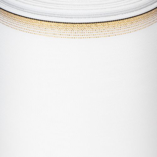 Weißes Taft-Kranzband mit Moiré-Effekt und Gold-Perlkante 175mm | Floristik24.at