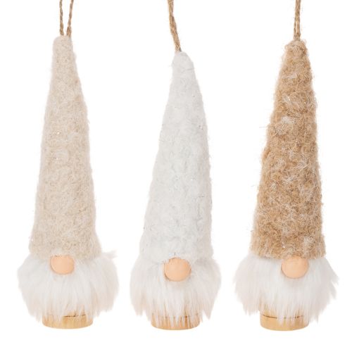Deko-Wichtelfiguren aus Holz und Textil zum Aufhängen 17cm Weiß Beige Braun 6er-Set bestellen | Floristik24.at
