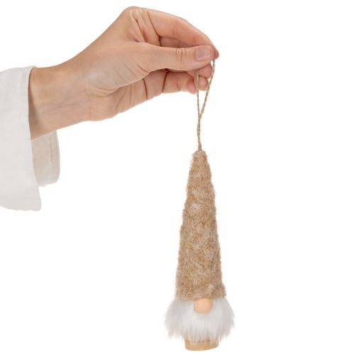 Deko-Wichtelfiguren aus Holz und Textil zum Aufhängen 17cm Weiß Beige Braun 6er-Set | Floristik24.at