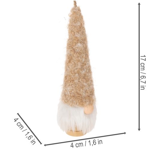 Deko-Wichtelfiguren aus Holz und Textil zum Aufhängen 17cm Weiß Beige Braun 6er-Set | Floristik24.at