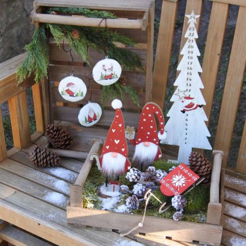 Floristik24 Weihnachtsanhänger Wichtel Metall Baumschmuck Ø8cm 6St