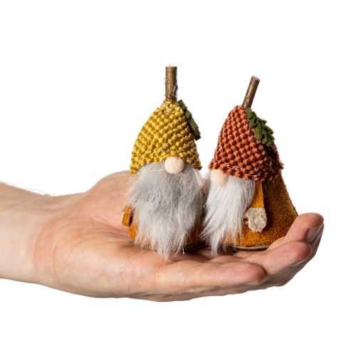 Wichtel-Figuren-Set aus Stoff und Kunststoff mit Strickmütze Eichel-Design 10 cm 6 Stück | Floristik24.at