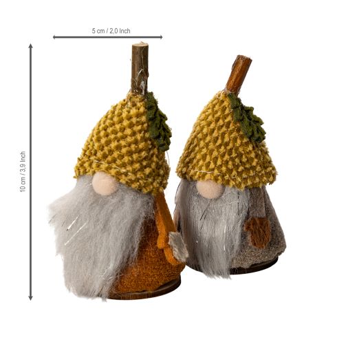 Wichtel-Figuren-Set aus Stoff und Kunststoff mit Strickmütze Eichel-Design 10 cm 6 Stück | Floristik24.at