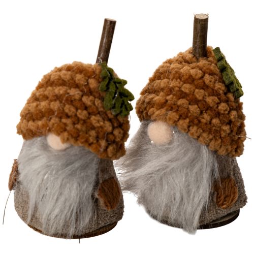 Wichtel-Figuren-Set aus Stoff und Kunststoff mit Strickmütze Eichel-Design 10 cm 6 Stück | Floristik24.at