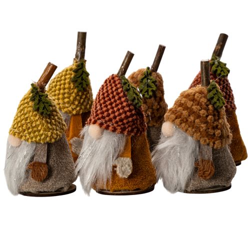 Wichtel-Figuren-Set aus Stoff und Kunststoff mit Strickmütze Eichel-Design 10 cm 6 Stück | Floristik24.at