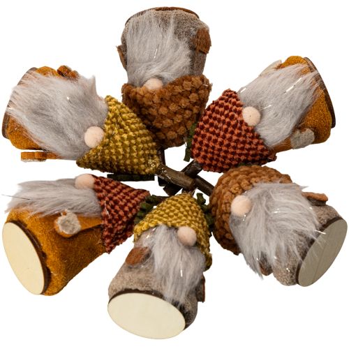 Wichtel-Figuren-Set aus Stoff und Kunststoff mit Strickmütze Eichel-Design 10 cm 6 Stück | Floristik24.at