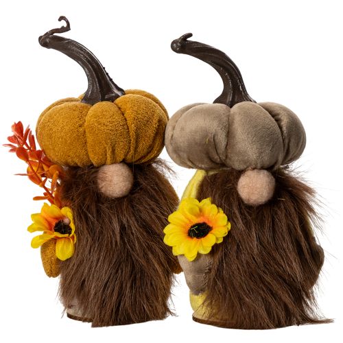 Herbstdeko Kürbiswichtel aus Stoff 16 cm, Orange-Braun, 2er-Set