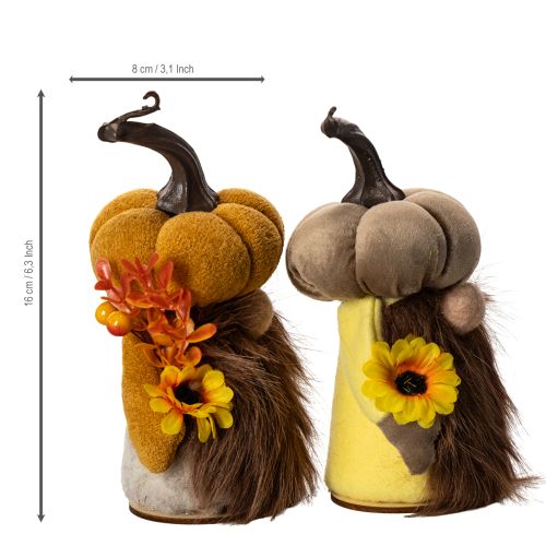 Herbstdeko Kürbiswichtel aus Stoff 16 cm, Orange-Braun, 2er-Set | Floristik24.at