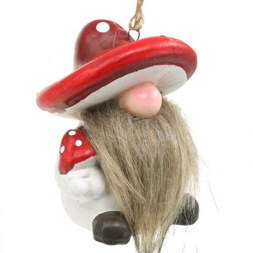 Floristik24 Deko Wichtel Keramik zum Hängen mit Pilzhut Rot, Weiß H8cm 4St