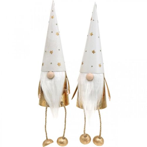 Artikel Wichtel Weihnachten Deko-Figur Weiß, Gold Ø6,5cm H22cm 2St
