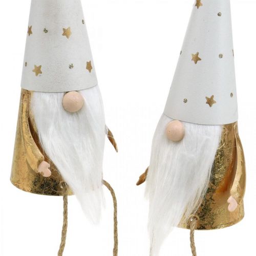 Artikel Wichtel Weihnachten Deko-Figur Weiß, Gold Ø6,5cm H22cm 2St