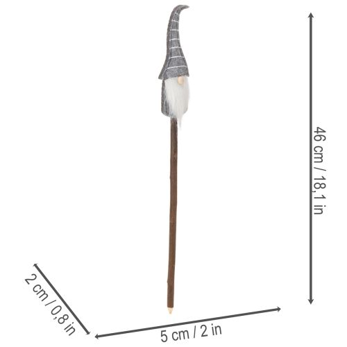Wichtel Dekofigur auf Holzstab 46 cm 6er-Set Grau-Rot | Floristik24.at