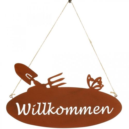 Artikel „Willkommen“ Schild Rost Deko Schild zum Hängen Metall 28,5x15cm 3St