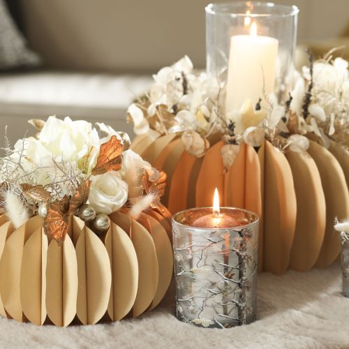 Windlicht Glas 12cm Winterwald Zweigdesign Gold | Floristik24.at