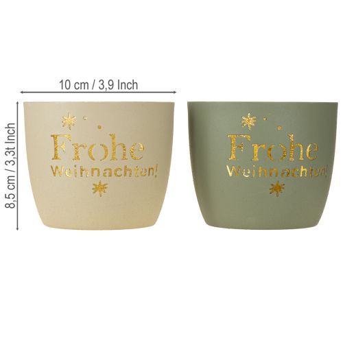 Floristik24 Windlicht Frohe Weihnachten Metall Teelichthalter Ø10cm H8,5cm 2St