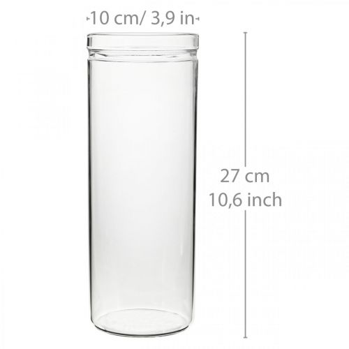 Blumenvase, Glaszylinder, Glasvase rund Ø10cm H27cm