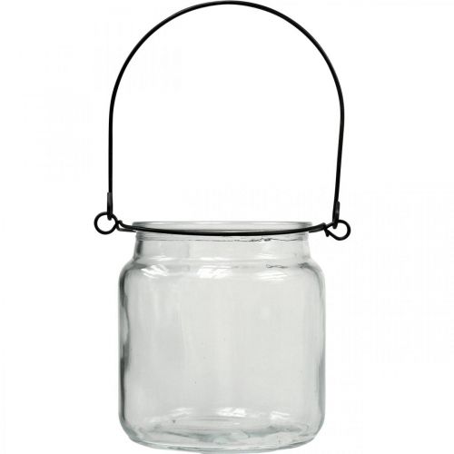 Floristik24 Windlicht Glas Hängewindlicht mit Henkel Ø8cm H10,5cm