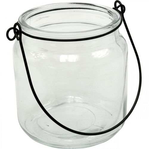 Floristik24 Windlicht Glas Hängewindlicht mit Henkel Ø8cm H10,5cm