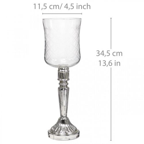 Artikel Windlicht Glas Kerzenglas Antik Optik Klar, Silber Ø11,5cm H34,5cm