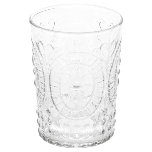 Windlicht aus Glas Ø7,5cm H10cm mit Ornamentmuster transparent bestellen | Floristik24.at