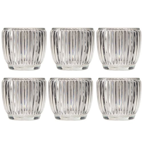 Artikel Windlicht Glas Kerzenglas mit Rillen Klar Ø7cm 6 St