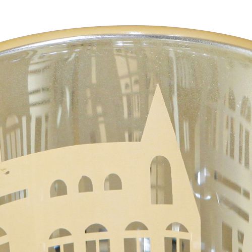 Artikel Windlicht Glas Silber Gold Stadtsilhouette H12,5cm 4 St