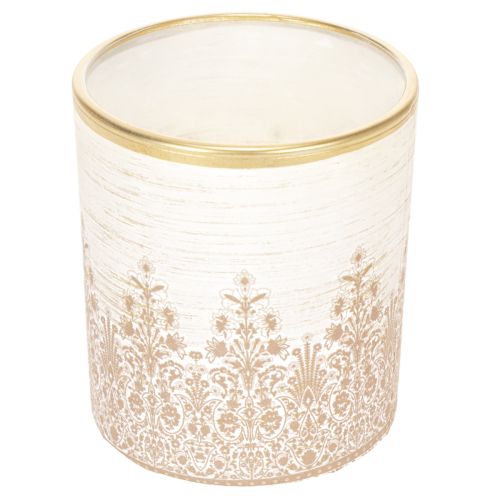Windlichtglas Teelichthalter mit Blumenmuster Ø8cm H9cm 2er-Set | Floristik24.at