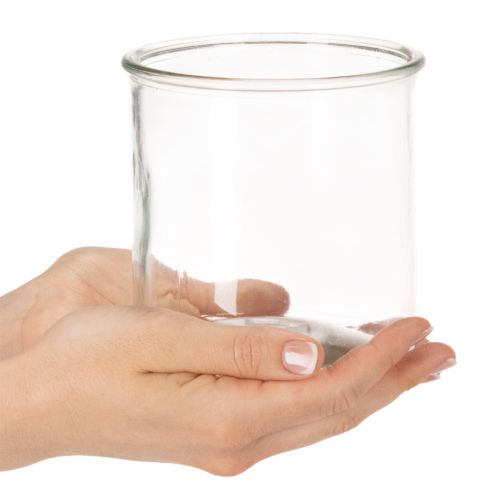 Glas Windlicht rund 12 cm klares Glas 2er Set | Floristik24.at