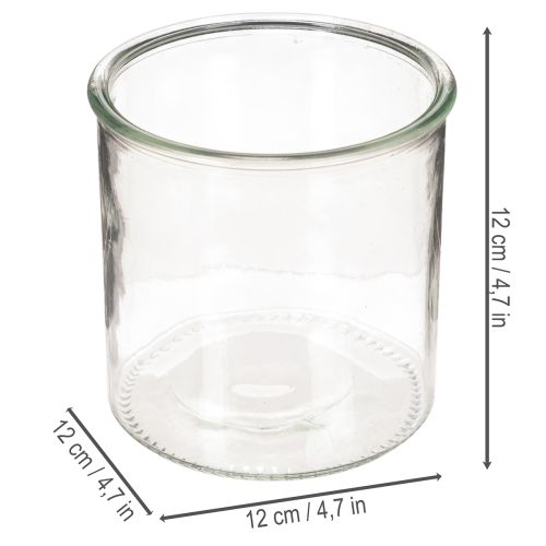 Glas Windlicht rund 12 cm klares Glas 2er Set | Floristik24.at