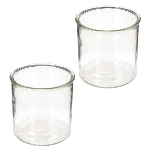 Glas Windlicht rund 12 cm klares Glas 2er Set | Floristik24.at