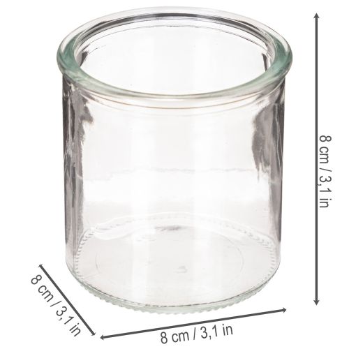Rundes Windlicht aus klarem Glas, Teelichthalter, 8 cm, 3er-Set | Floristik24.at