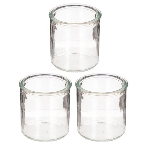 Rundes Windlicht aus klarem Glas, Teelichthalter, 8 cm, 3er-Set | Floristik24.at