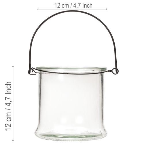 Windlicht aus Glas zum Hängen Ø 12 cm, Höhe 12,5 cm, 2er Set | Floristik24.at