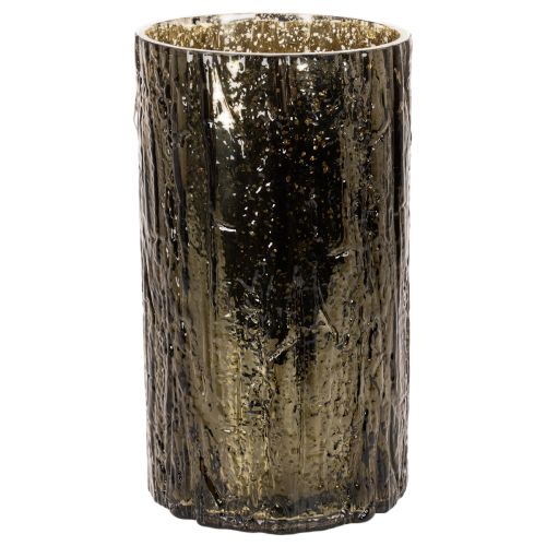 Windlicht Glas mit Hirschkopf und Baumrelief grünbraun 26cm | Floristik24.at