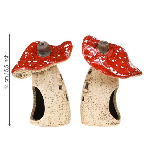 Artikel Windlicht Keramik Fliegenpilze Herbstdeko H12,5/14cm 2 St